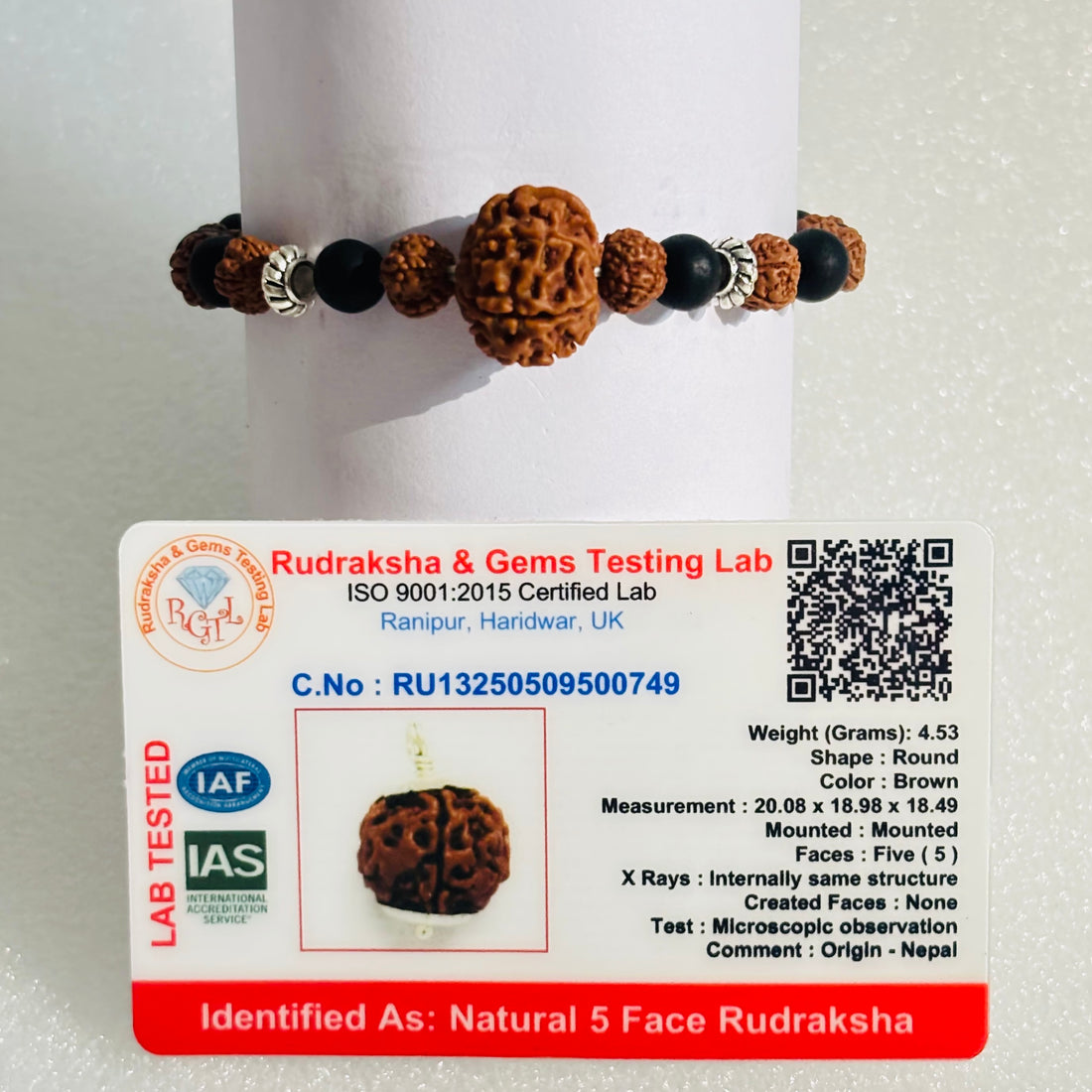 5 Mukhi Rudraksha and Karungali Bracelet