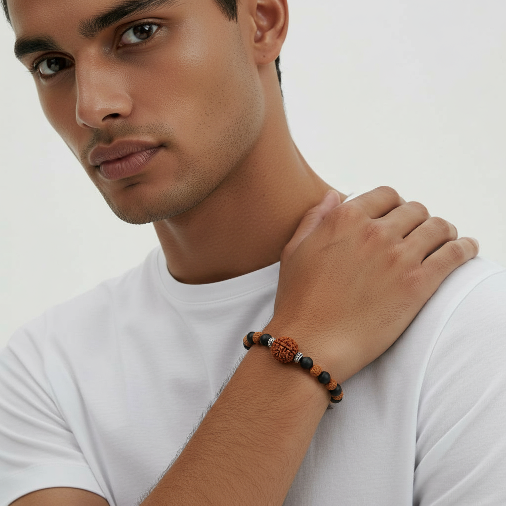Man wearing Rudraksha Bracelet