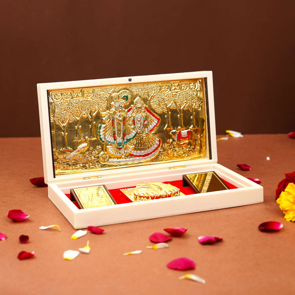 Radha & Shyam Pooja Box - White