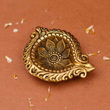 Leaf Shaped Decorative Brass Diya