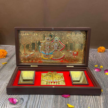 Radha & Krishna Pooja Box - Brown