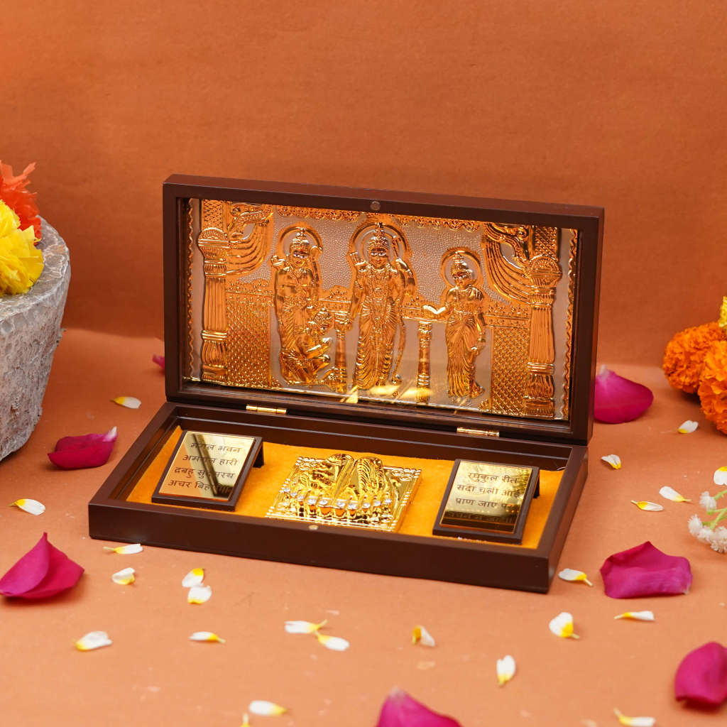 Gold Foil Ram Darbar Pooja Box