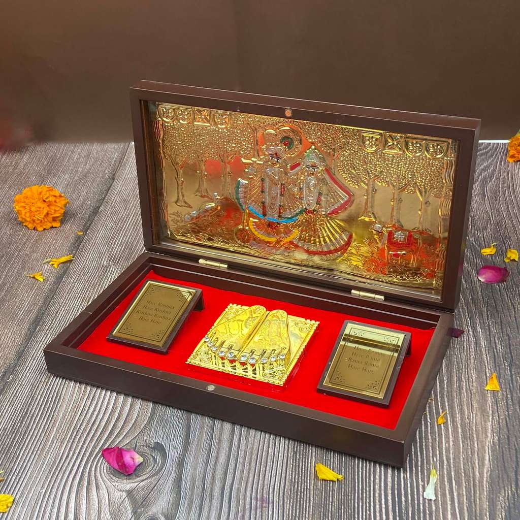 Radha & Krishna Pooja Box - Brown