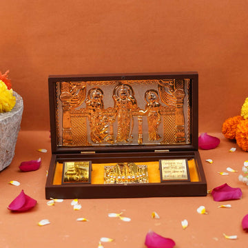 Gold Foil Ram Darbar Pooja Box